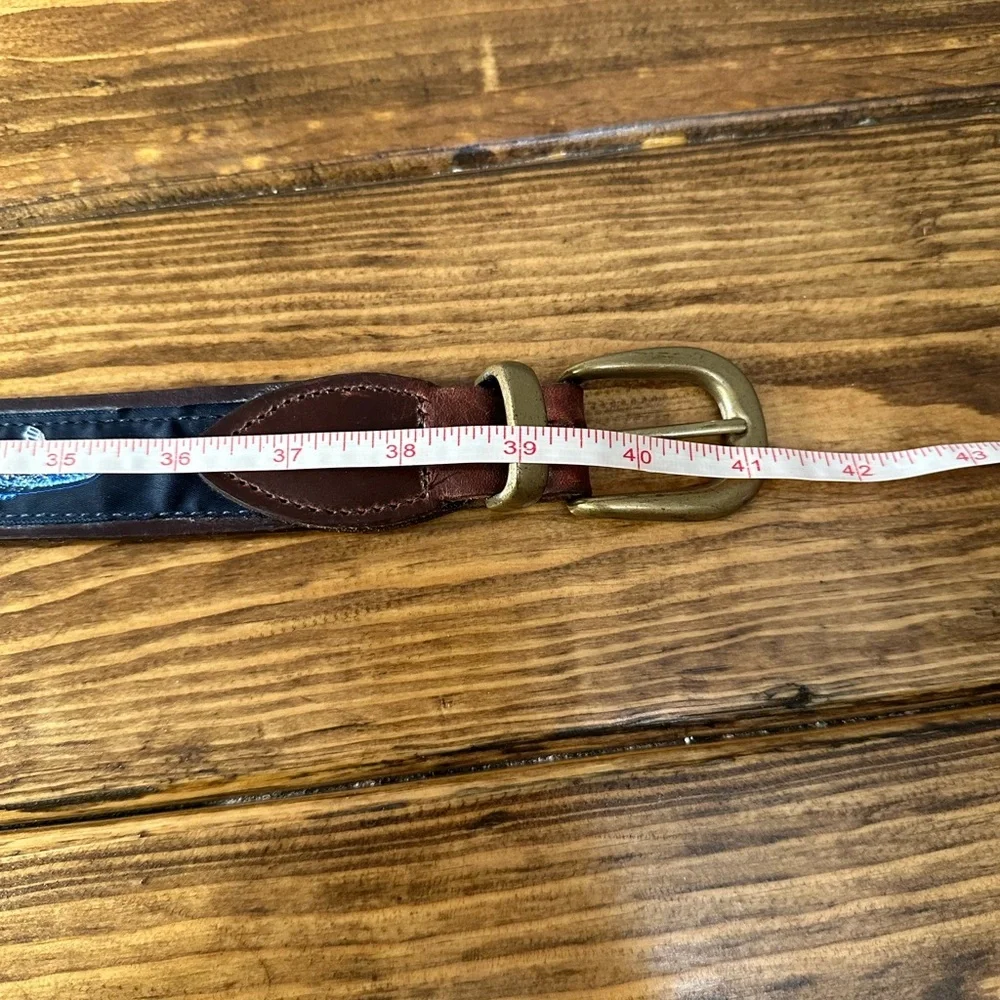 YRI Nautical canvas belt Navy ribbon New England Fish 36
